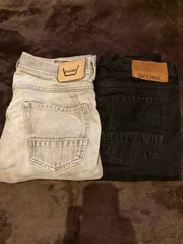 케어 라벨 슬림핏 데님 2색 세트