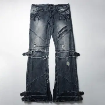 00s Gimmick Studs Bondage Flared Denim