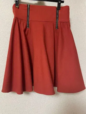 오렌지 플레어 스커트 지퍼 포함