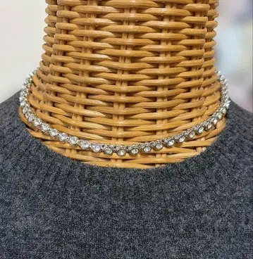 크리스탈 스톤 목걸이 실버