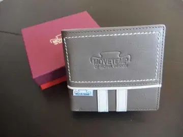 MOVETEMP 2단 접이식 지갑 그레이 스트라이프 레트로 레이싱 서킷