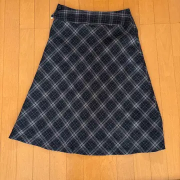 온워드 빨검 체크 스커트 여성용 롱 기장