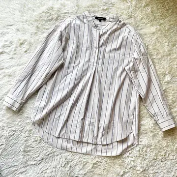 UNTITLED 언타이틀 스트라이프 셔츠 밴드 카라 블라우스 긴팔