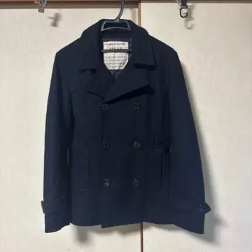 네이비 더블 브레스트 피 코트