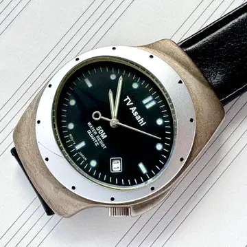 TV Asahi 쿼츠 손목시계 50m 방수 블랙 작동품