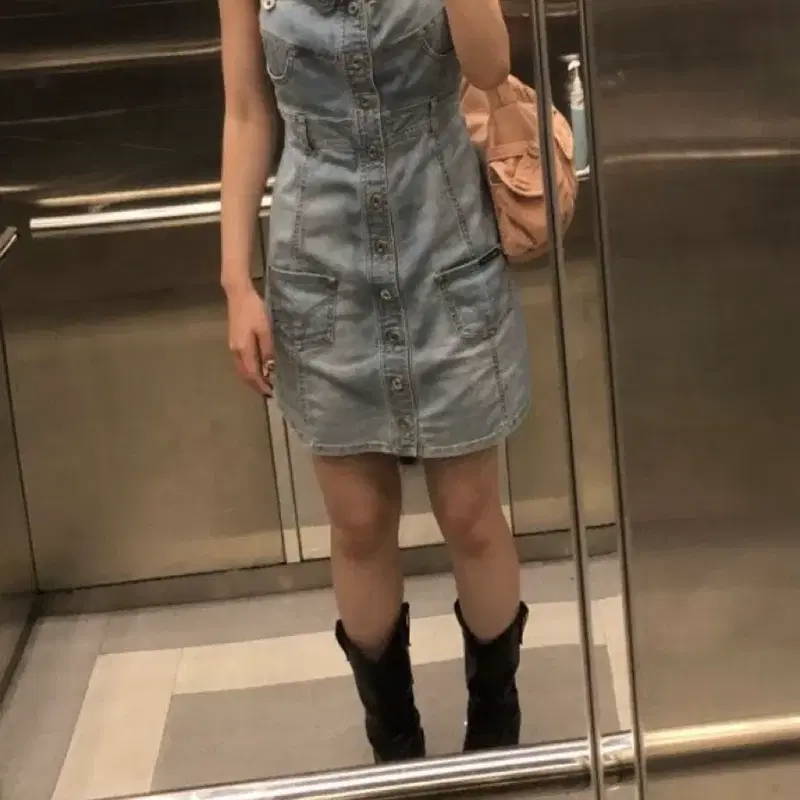 D&G (Dolce & Gabbana) 데님 멜빵 원피스