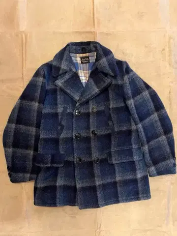 트라이 발 40s 50s P 코트 파랑 체크 스포츠 자켓