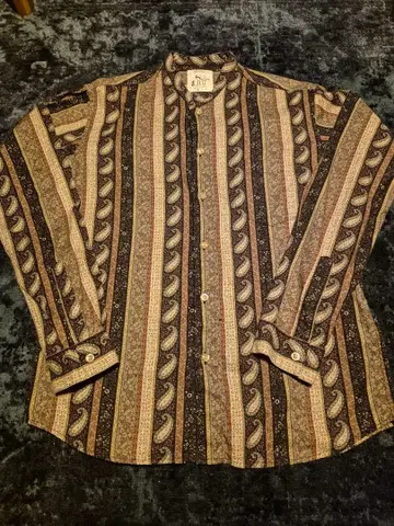 패턴 셔츠 스탠드 카라 긴팔 셔츠