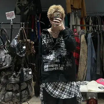 그래픽 프린트 후드티 헤이세이 갸루 y2k 펑크 archive