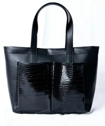 [ 미사용 새상품 ] 하바나 스트립 토트백 악어 엠보싱 블랙
