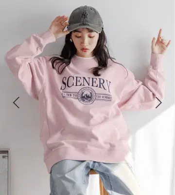 LOWRYS FARM 우라케 로고 풀오버 핑크