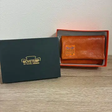 MOVETEMP 삼단 접이식 지갑 오렌지 가죽