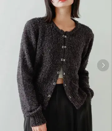 라메 리본 크루넥 가디건