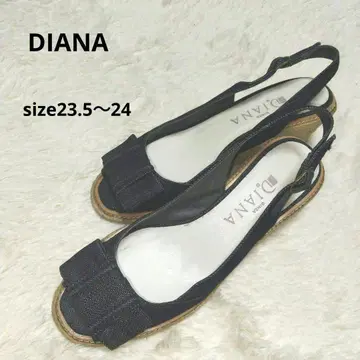 다이애나 웨지 샌들 데님 리본 오픈토 슬링백 24