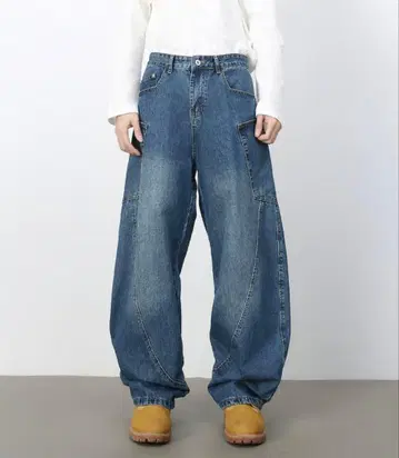 빈티지 와이드 테이퍼드 데님
