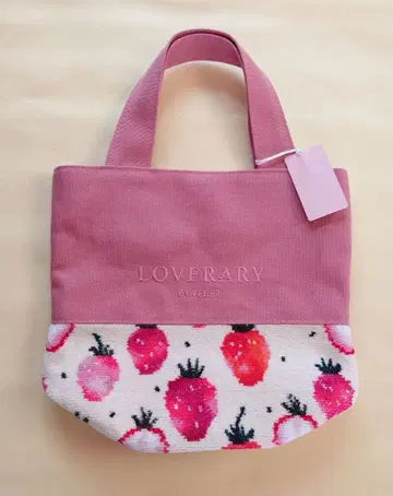 FEILER 러브러리 스트로베리 도트 토트백 아이보리 x 핑크