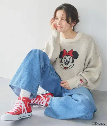 미니 마우스 자수 오버 사이즈 스웨터