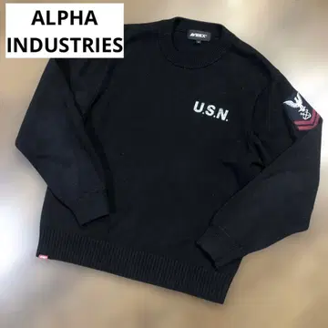 알파인더스트리 밀리터리 스웨터 블랙