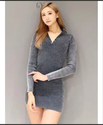 GYDA 스트라이프 지퍼 원피스 그레이