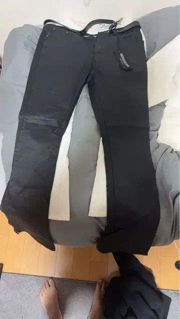 SERENEDE 가죽 플레어 팬츠 블랙 부츠컷 데님 택 포함 새상품