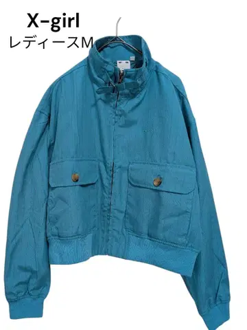 새상품 택 포함 X-girl 여성용 M 자켓 스트라이프 터콰이즈 크롭