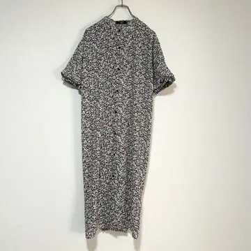 n0914 [허드슨 허니] 롱 원피스 브라운 화이트 미니 꽃무늬 반팔