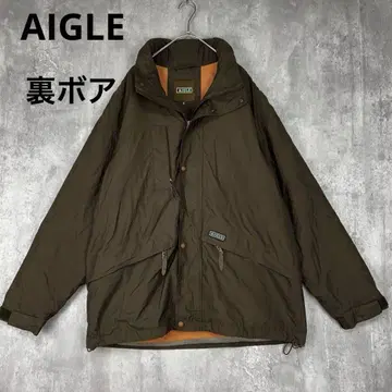 AIGLE 수납 후드 점퍼 카키 안감 플리스 겨울