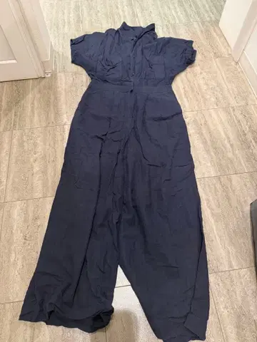 네이비 코튼 반팔 올인원