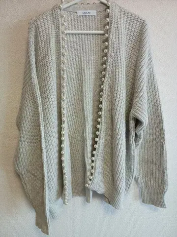 DouDou 니트 가디건 FREE 그레이 SS 펄 니트 가디건