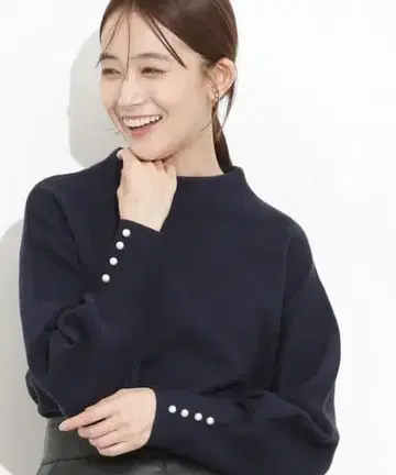 [나노 유니버스] 밀라노 리브 펄 슬리브 니트 긴팔 포멀 오피스