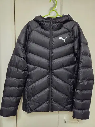 PUMA 블랙 다운 자켓 후드 부착
