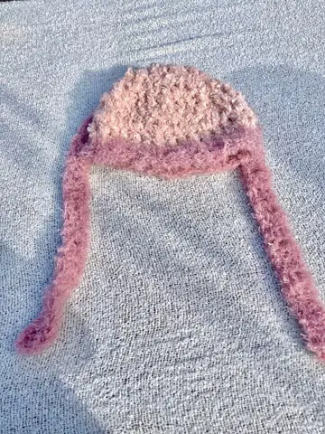 푹신푹신 핑크 토끼 귀 모자