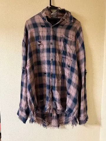 HARE BIG 데미지 체크 셔츠 바쿠게키 류마 착용