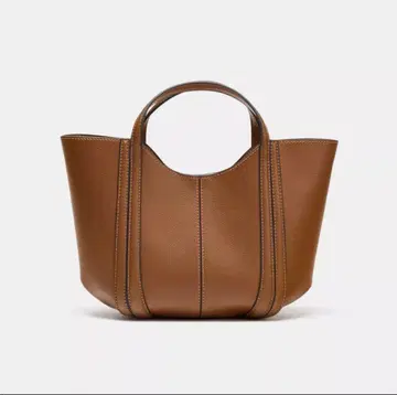 ZARA 스티치 미니 시티백 다크 골든 브라운 색상