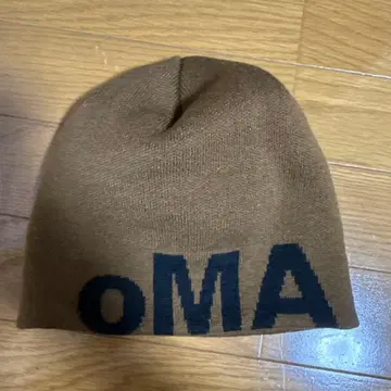 브라운 니트 모자 로고 미사용