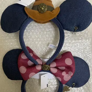 디즈니 미니 미키 데님 웨스턴 머리띠