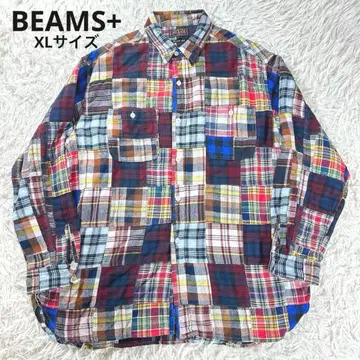 새상품급 BEAMS+ 25년 AW 패치워크 플란넬 셔츠 체크 XL