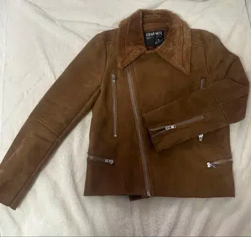 브라운 스웨이드 퍼 자켓