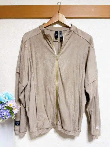 adidas 풀 지퍼 자켓 베이지