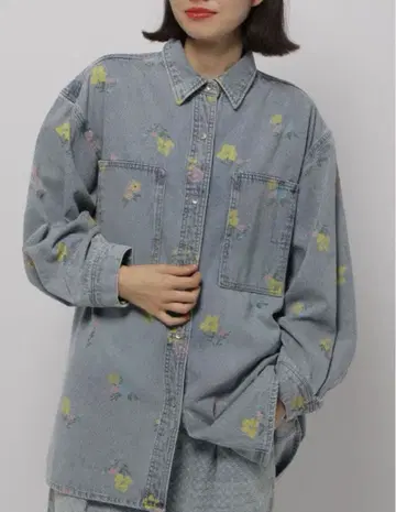 niko and - 꽃무늬 데님 셔츠