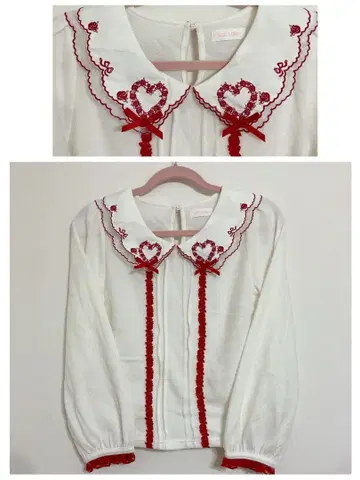 [ 메루카리 택배 ] LIZLISA 하트 리본 카라 부착 니트탑