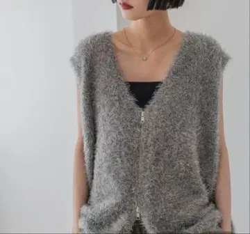 [ 미사용 택 포함 ] LOWRYS FARM 샤기 zip 그레이