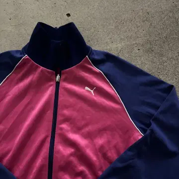 PUMA 저지 핑크 네이비 트랙 자켓 자수 y2k 헤이세이 갸루