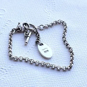 agete 실버 체인 팔찌 로고 토글 여성용 남성용