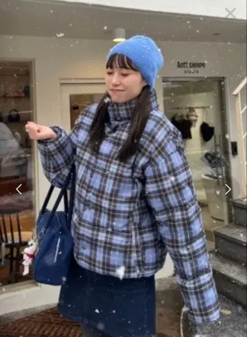 CIAOPANIC TYPY [ UNISEX ] 체크 충전솜 아우터 블루