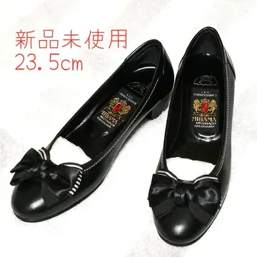 MIHAMA 23.5cm 미사용 새상품 새틴 리본 블랙 펌프스