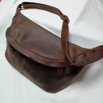 크레이지 호스 가죽 빅 사이즈 숄더 바디백 천연 가죽