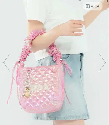 PAUL & JOE 개더 숄더백 로고 퀼팅 핑크