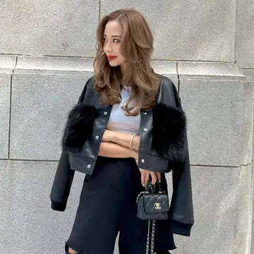 ESMOK fur pocket leather blouson 가죽 블루종