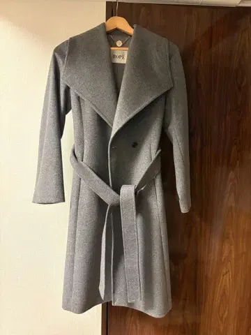 그레이 벨트 롱 코트